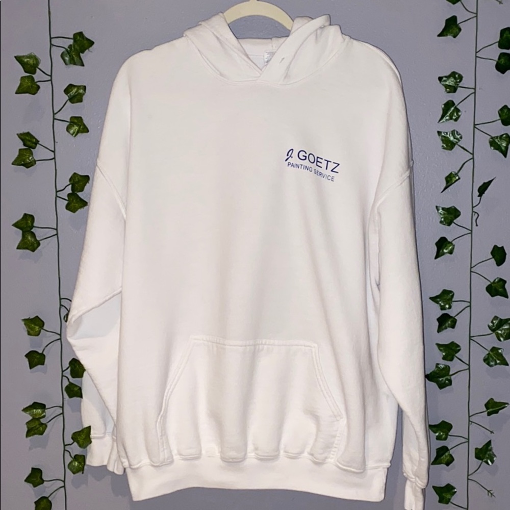 Unisex Gidan White Hoodie Sweatshirt Large
